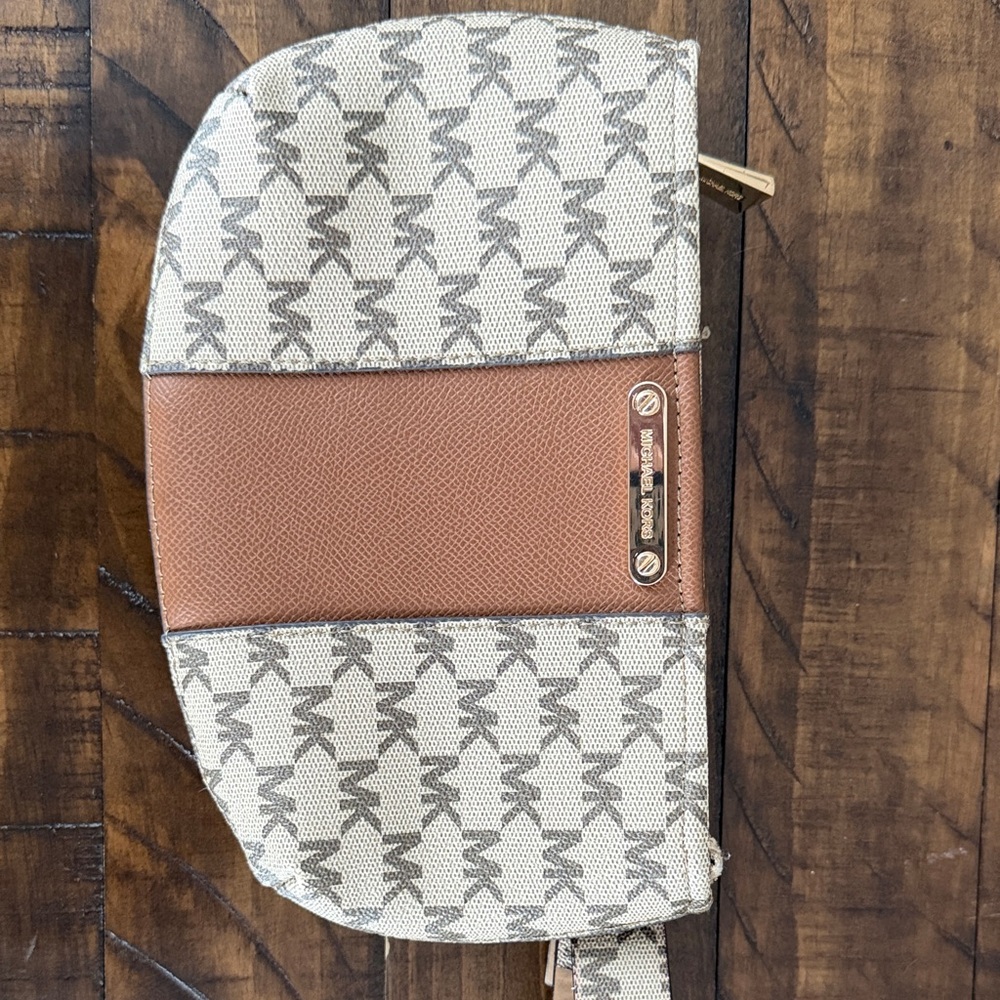 Michael Kors Beige and Brown Signature Wristlet